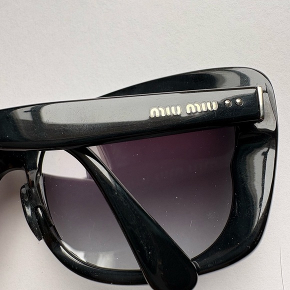 Miu Miu Glossy Black Square Sunglasses - Picture 2 of 6
